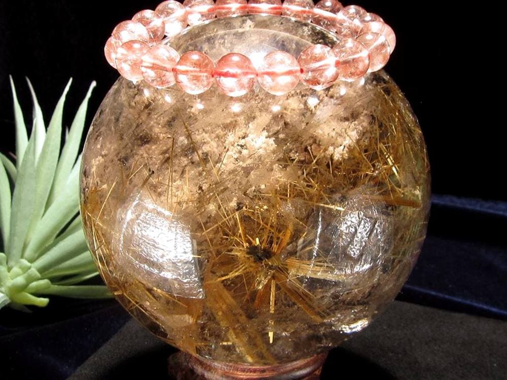 ゴールドルチルクォーツ 丸玉 スフィア 金針水晶 ルチル