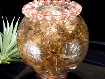 ゴールドルチルクォーツ 丸玉 スフィア 金針水晶 ルチル