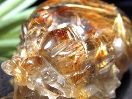 タイガールチルクォーツ アンティークゴールドルチルクォーツ 龍亀 ロングイ 水晶 彫刻 置物 財運 瑞獣
