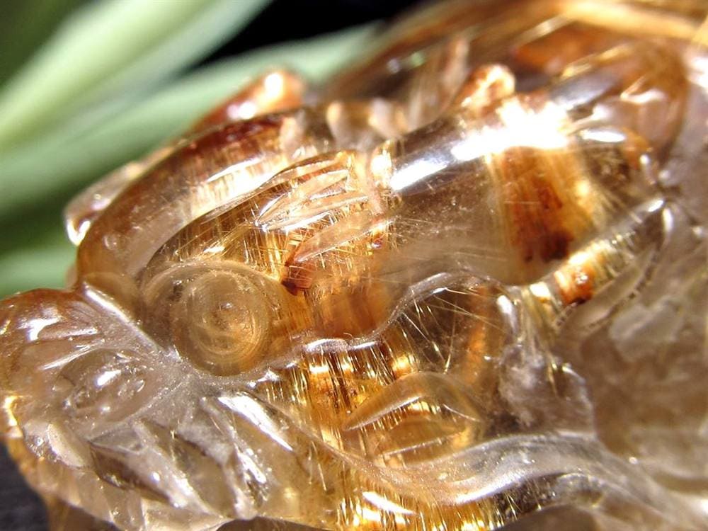 タイガールチルクォーツ アンティークゴールドルチルクォーツ 龍亀 ロングイ 水晶 彫刻 置物 財運 瑞獣