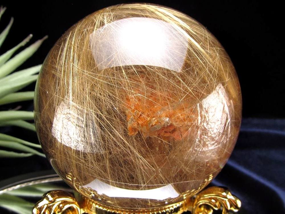 ゴールドルチルクォーツ 丸玉 スフィア 金針水晶 ルチル