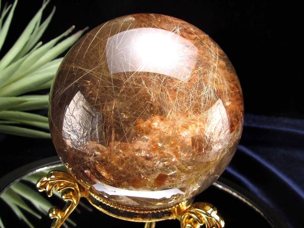 ゴールドルチルクォーツ 丸玉 スフィア 金針水晶 ルチル