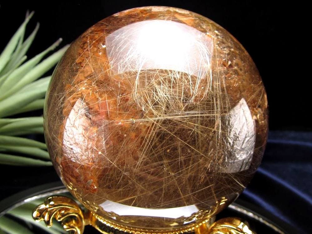 ゴールドルチルクォーツ 丸玉 スフィア 金針水晶 ルチル