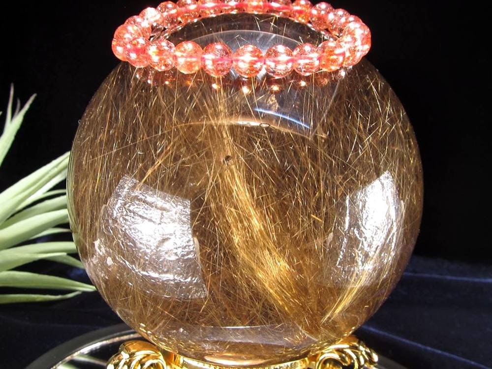 ゴールドルチルクォーツ 丸玉 スフィア 金針水晶 ルチル