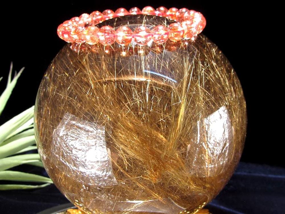 ゴールドルチルクォーツ 丸玉 スフィア 金針水晶 ルチル