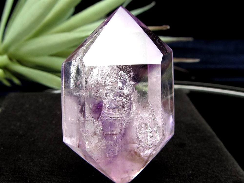 アメジストエレスチャル 原石 石中石 水入り ポリッシュ ダブルポイント ダブルターミネート