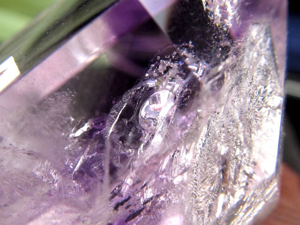 アメジストエレスチャル 原石 石中石 水入り ポリッシュ ダブルポイント ダブルターミネート