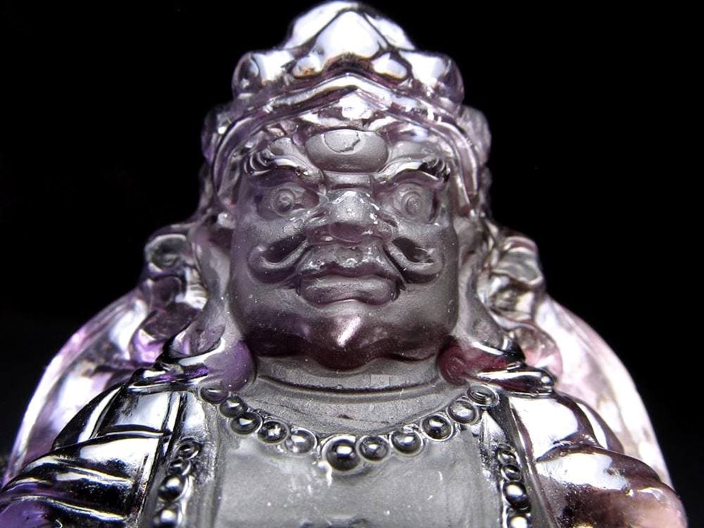 アメジスト 紫水晶 黄財神 彫刻 置物