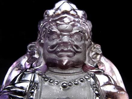 アメジスト 紫水晶 黄財神 彫刻 置物