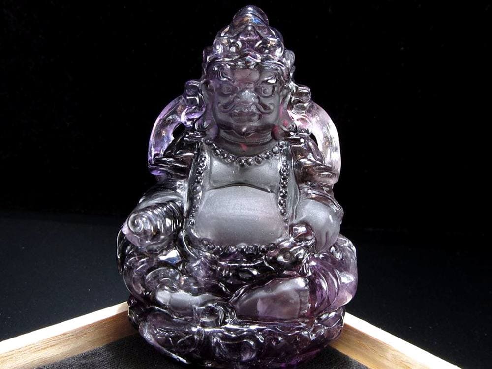 アメジスト 紫水晶 黄財神 彫刻 置物