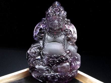 アメジスト 紫水晶 黄財神 彫刻 置物