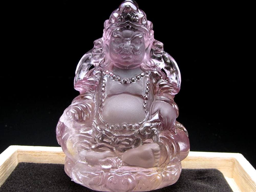 アメジスト 紫水晶 黄財神 彫刻 置物