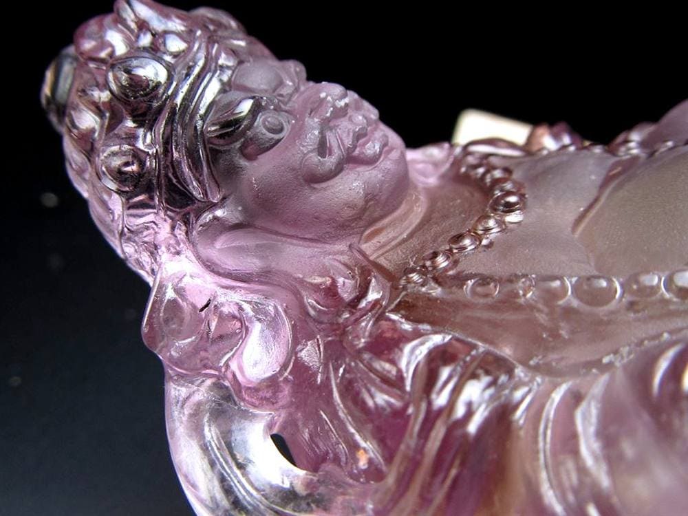 アメジスト 紫水晶 黄財神 彫刻 置物