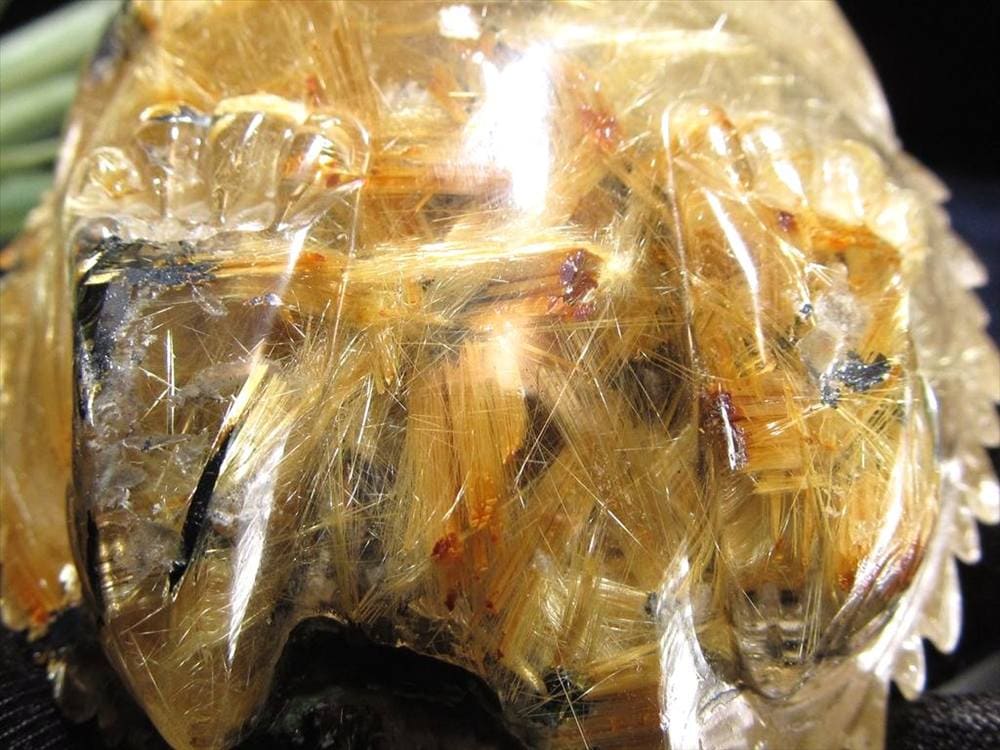 龍亀 ゴールドルチル 彫刻置物 ロングイ 天然石