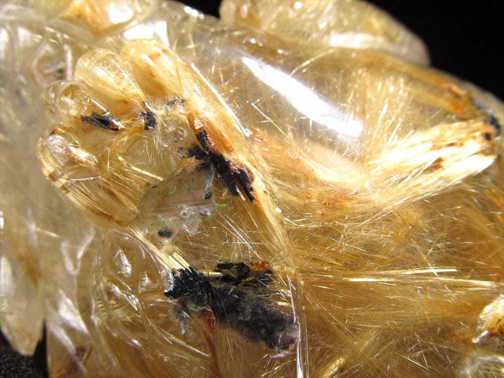 龍亀 ゴールドルチル 彫刻置物 ロングイ 天然石