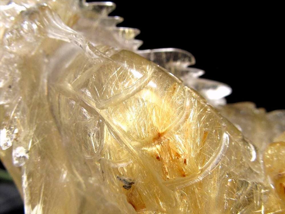 龍亀 ゴールドルチル 彫刻置物 ロングイ 天然石