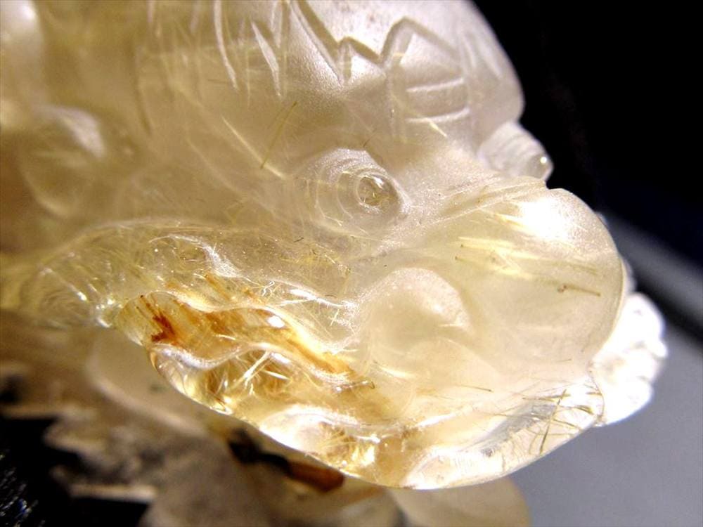 龍亀 ゴールドルチル 彫刻置物 ロングイ 天然石