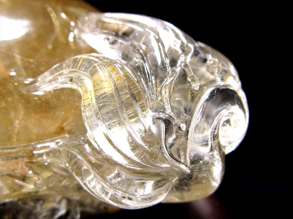 龍亀 ゴールドルチル 彫刻置物 ロングイ 天然石