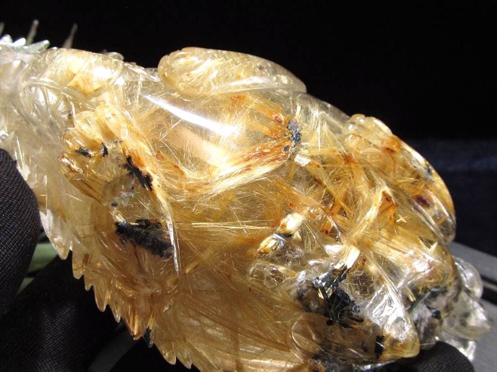 龍亀 ゴールドルチル 彫刻置物 ロングイ 天然石