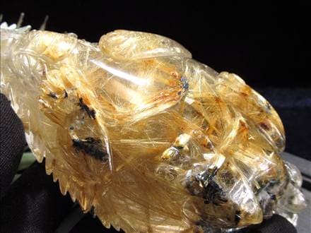 龍亀 ゴールドルチル 彫刻置物 ロングイ 天然石