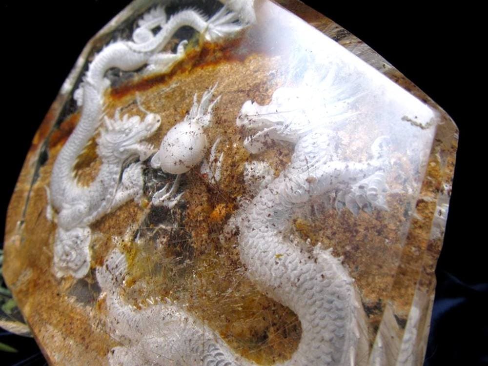 ガーデンルチルクォーツ 庭園水晶 龍神 五本爪龍 置物