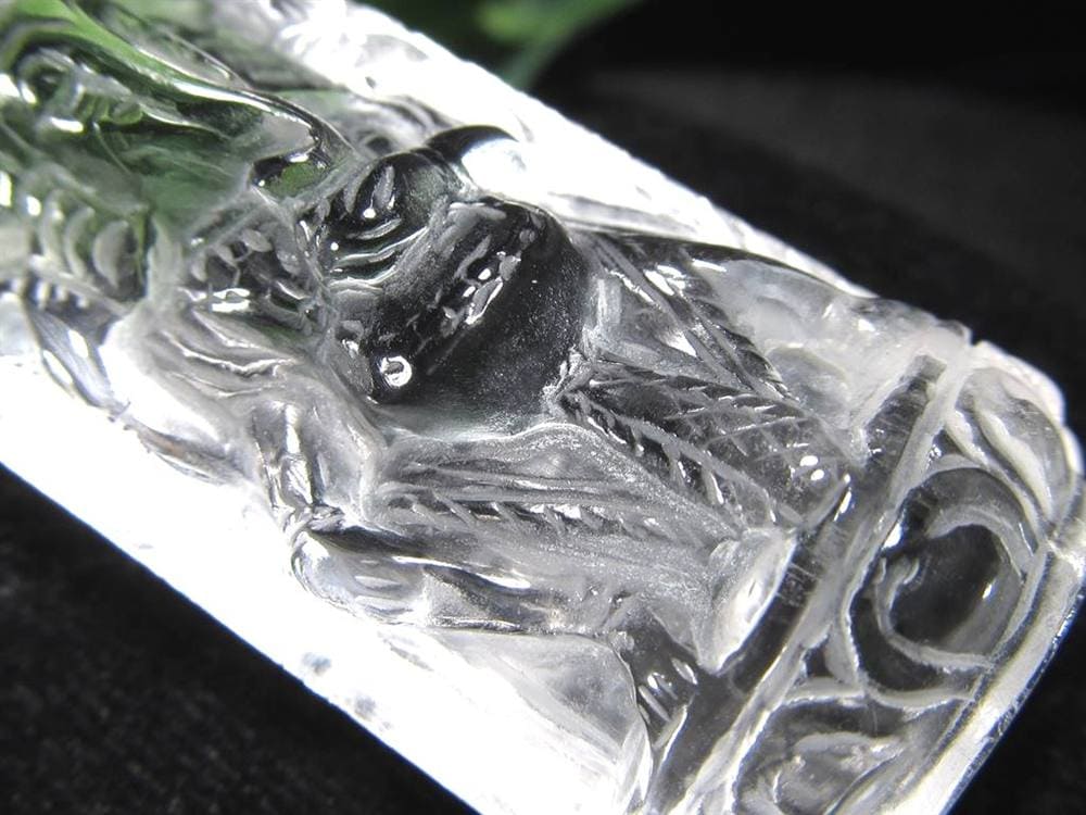天然水晶 ガネーシャ 彫り 置物