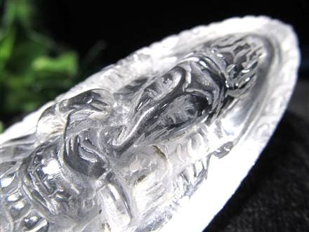 天然水晶 ガネーシャ 彫り 置物