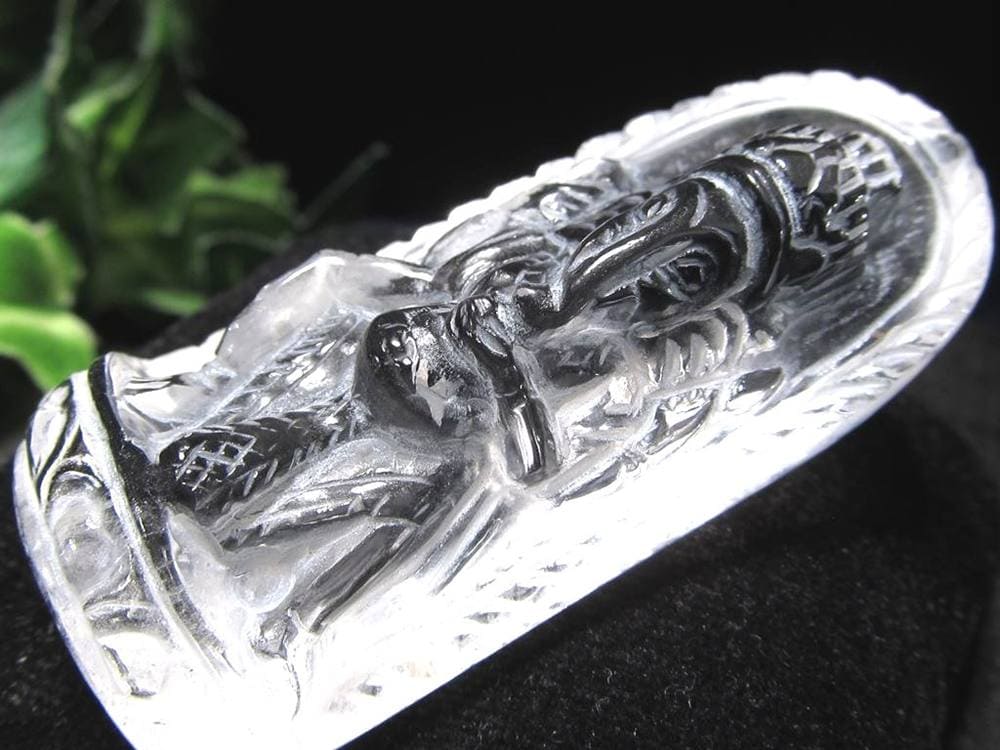 天然水晶 ガネーシャ 彫り 置物