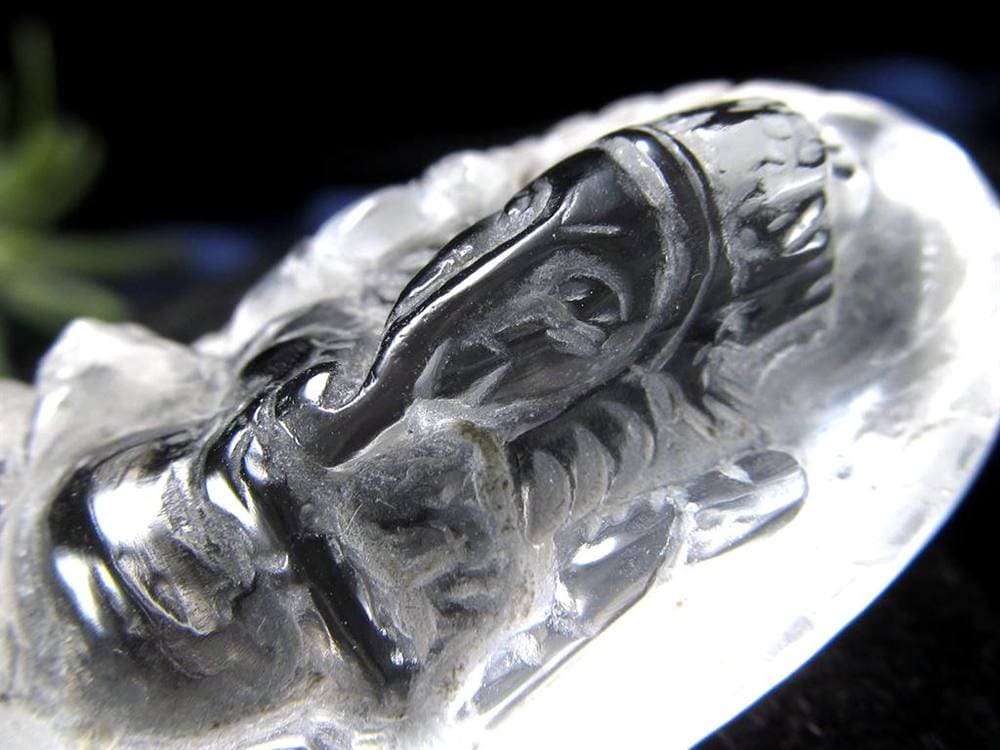 天然水晶 ガネーシャ 彫り 置物