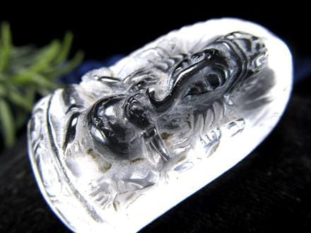 天然水晶 ガネーシャ 彫り 置物