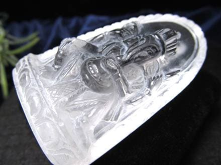 天然水晶 ガネーシャ 彫り 置物