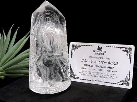 天然水晶 ガネーシャ 彫り 置物