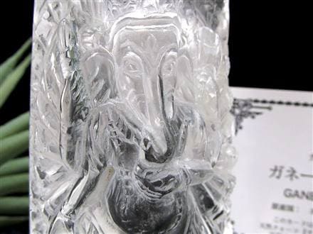 天然水晶 ガネーシャ 彫り 置物