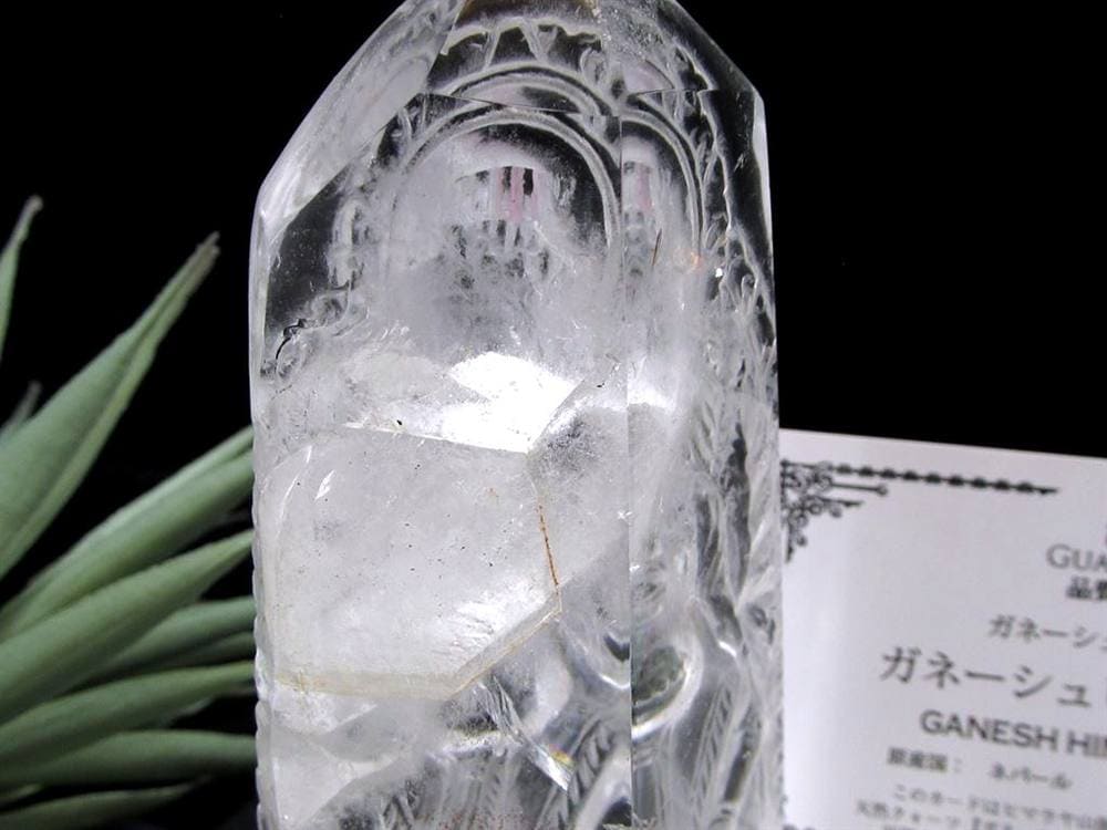 天然水晶 ガネーシャ 彫り 置物