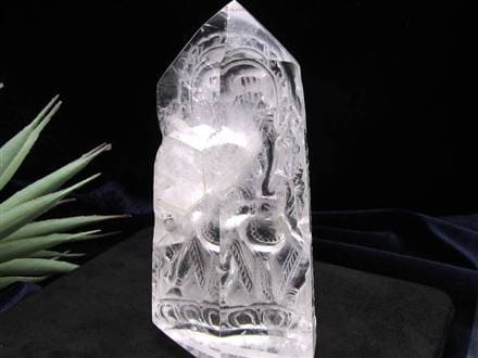 天然水晶 ガネーシャ 彫り 置物