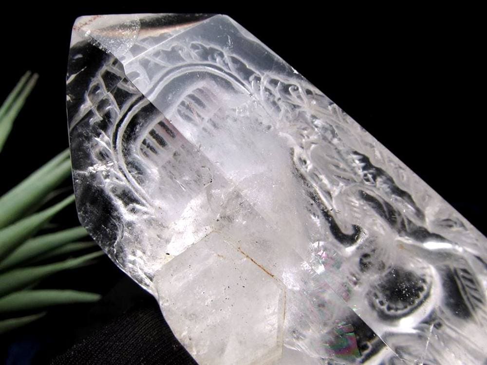 天然水晶 ガネーシャ 彫り 置物