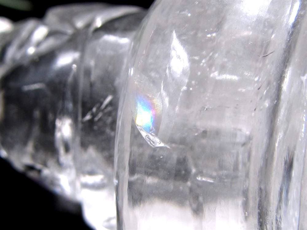 天然水晶 ストゥーパ 仏塔 彫り 置物