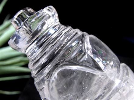 天然水晶 ストゥーパ 仏塔 彫り 置物