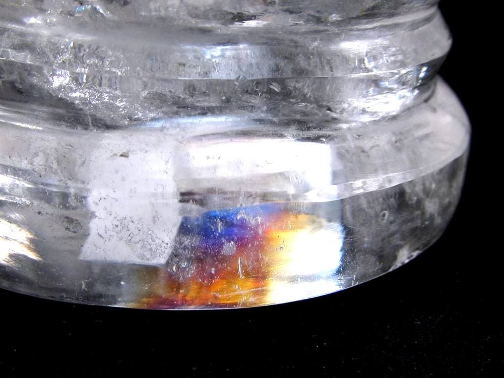 天然水晶 ストゥーパ 仏塔 彫り 置物