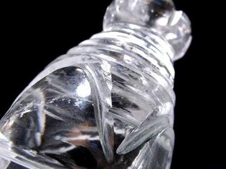 天然水晶 ストゥーパ 仏塔 彫り 置物