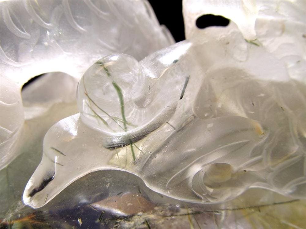 ルチルクォーツ 彫刻置物 ザギマウンテン グリーンルチル ヒーラー