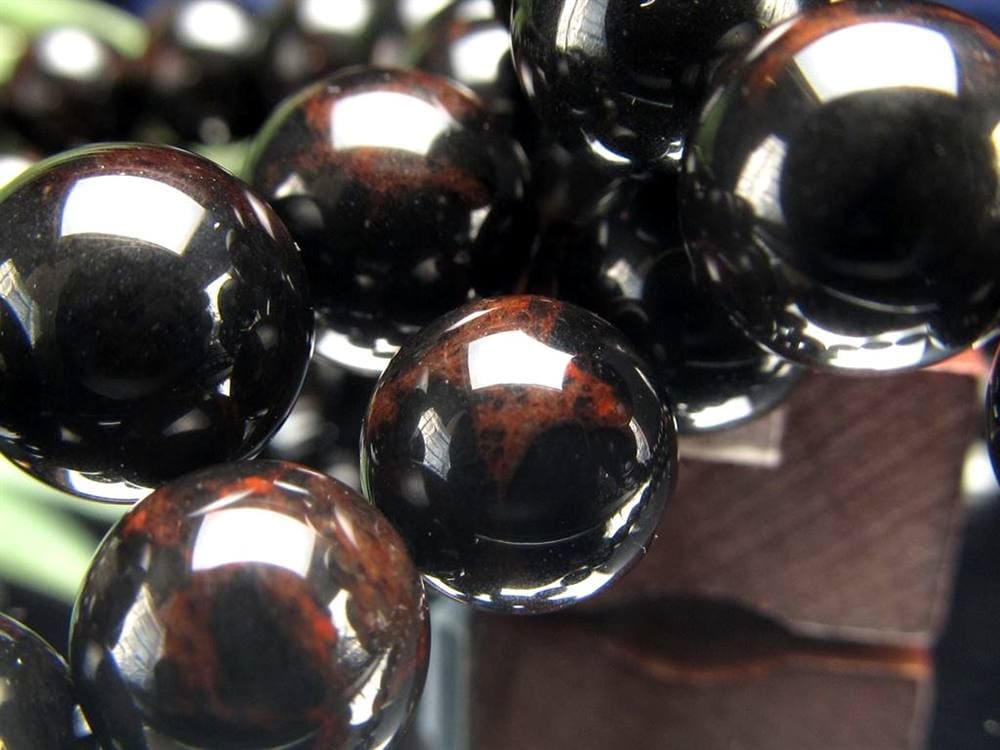 花十勝石 オブシディアン ブレスレット 黒曜石 北海道