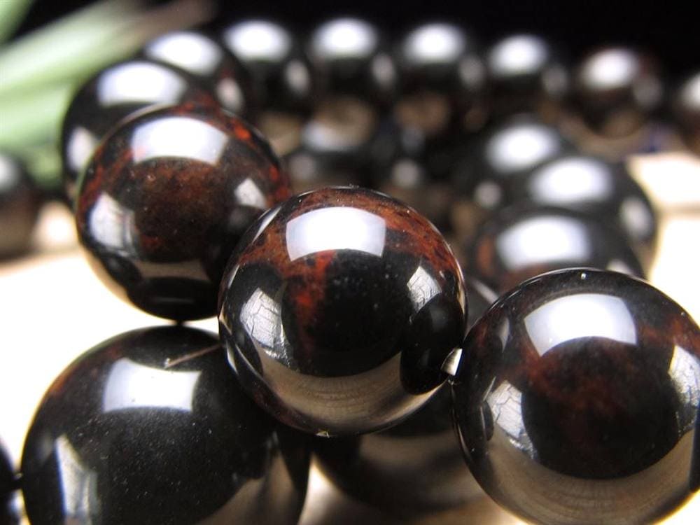 花十勝石 オブシディアン ブレスレット 黒曜石 北海道