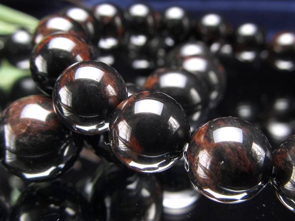 花十勝石 オブシディアン ブレスレット 黒曜石 北海道