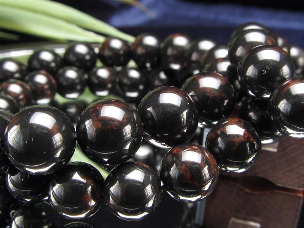 花十勝石 オブシディアン ブレスレット 黒曜石 北海道