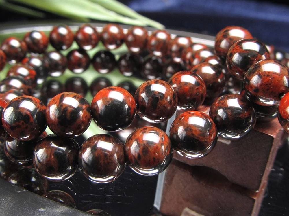 花十勝石 オブシディアン ブレスレット 黒曜石 北海道