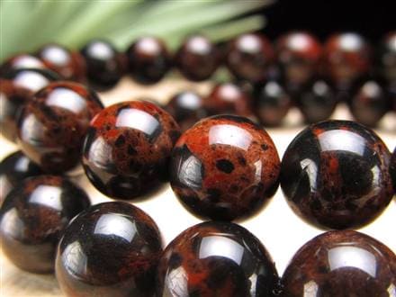 花十勝石 オブシディアン ブレスレット 黒曜石 北海道