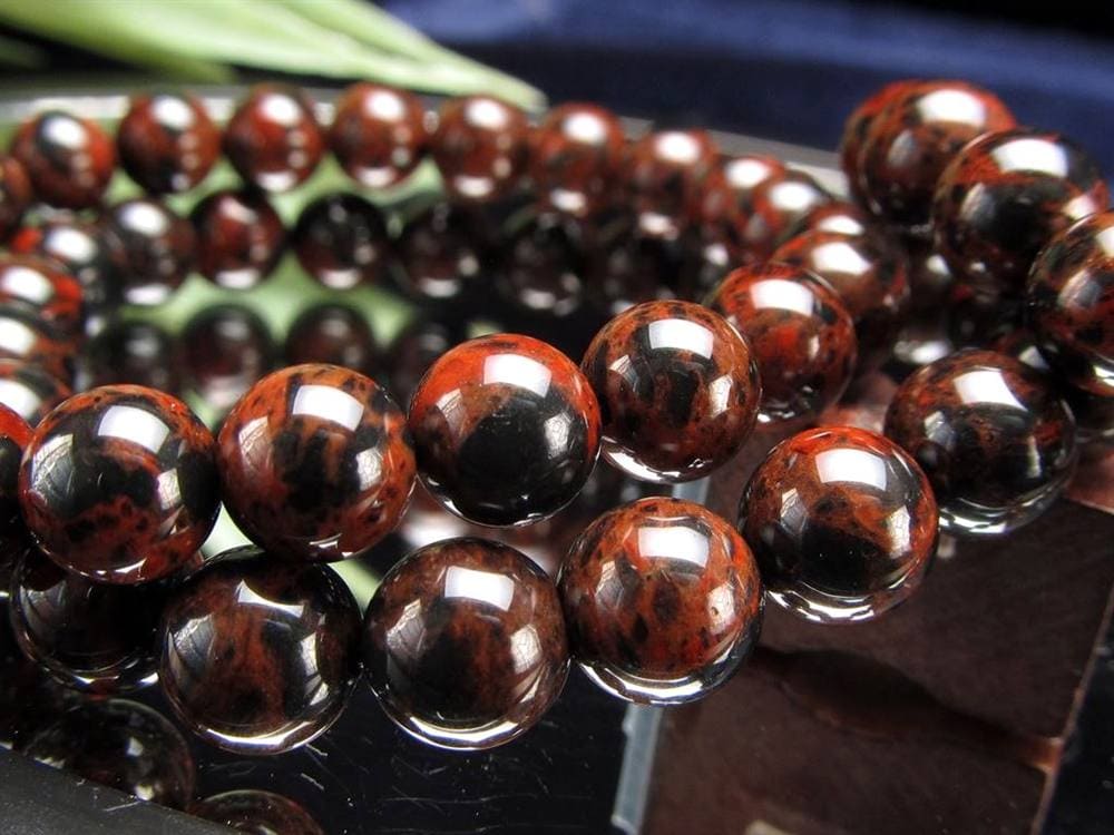 花十勝石 オブシディアン ブレスレット 黒曜石 北海道