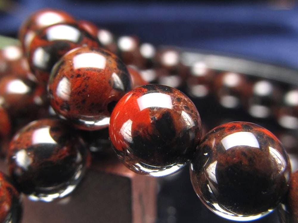 花十勝石 オブシディアン ブレスレット 黒曜石 北海道