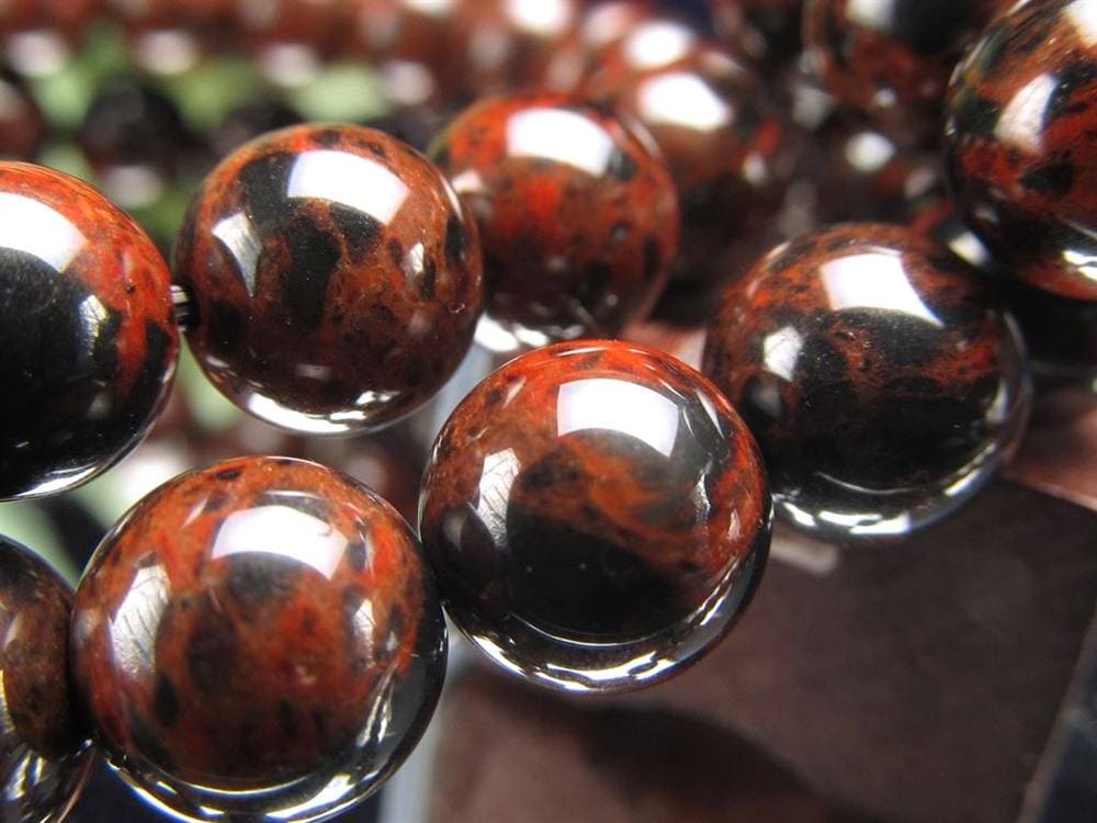 花十勝石 オブシディアン ブレスレット 黒曜石 北海道